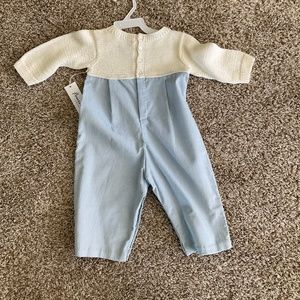 NWT Fournier Baby Knit romper onesie outfit 12 months layette photos retro